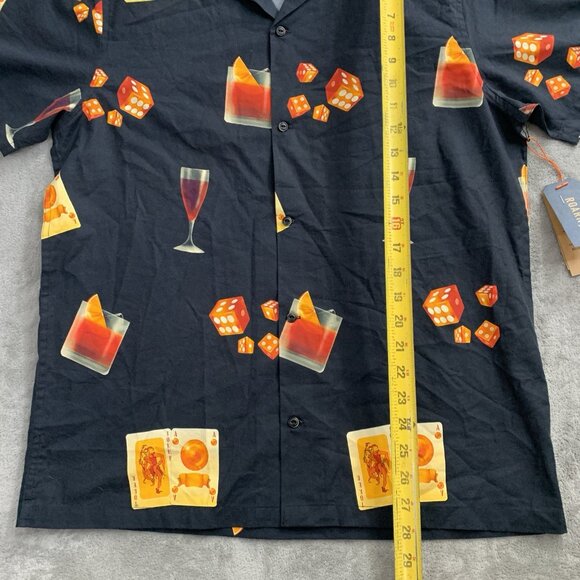Roark Gonzo Shirt Mens Medium Short Sleeve Buon Giorno Black Camp Cocktail Dice - Picture 2 of 9